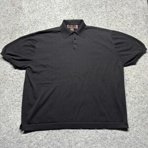 Johnston & Murphy Short Sleeve Luxury Cotton Polo Shirt Mens Black Knit